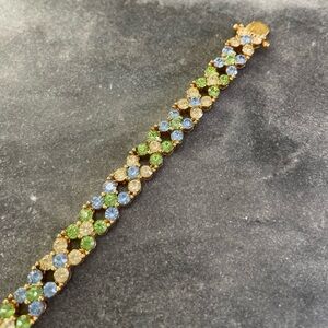 Joan Rivers Gold Green Blue Crystal Tennis Bracelet